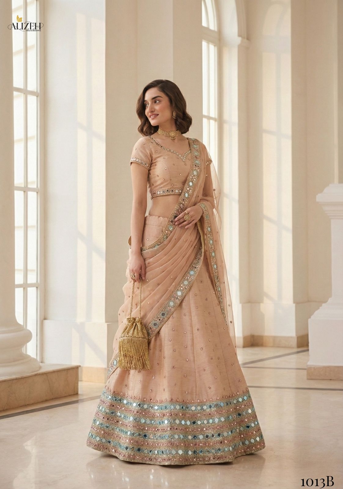 Alizeh Mirror Maze Silk Embroidery Mirror Work Lehenga Choli Collection