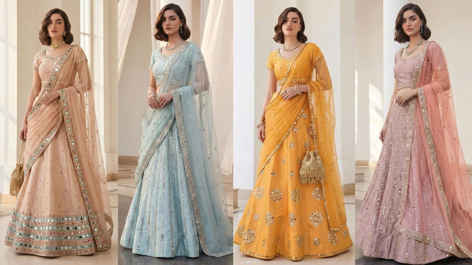 Alizeh Mirror Maze Silk Embroidery Mirror Work Lehenga Choli Collection