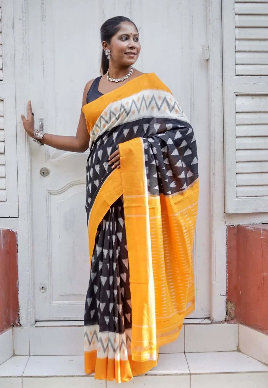 Scmg Shweta Linen Woven Ikkat Saree Collection