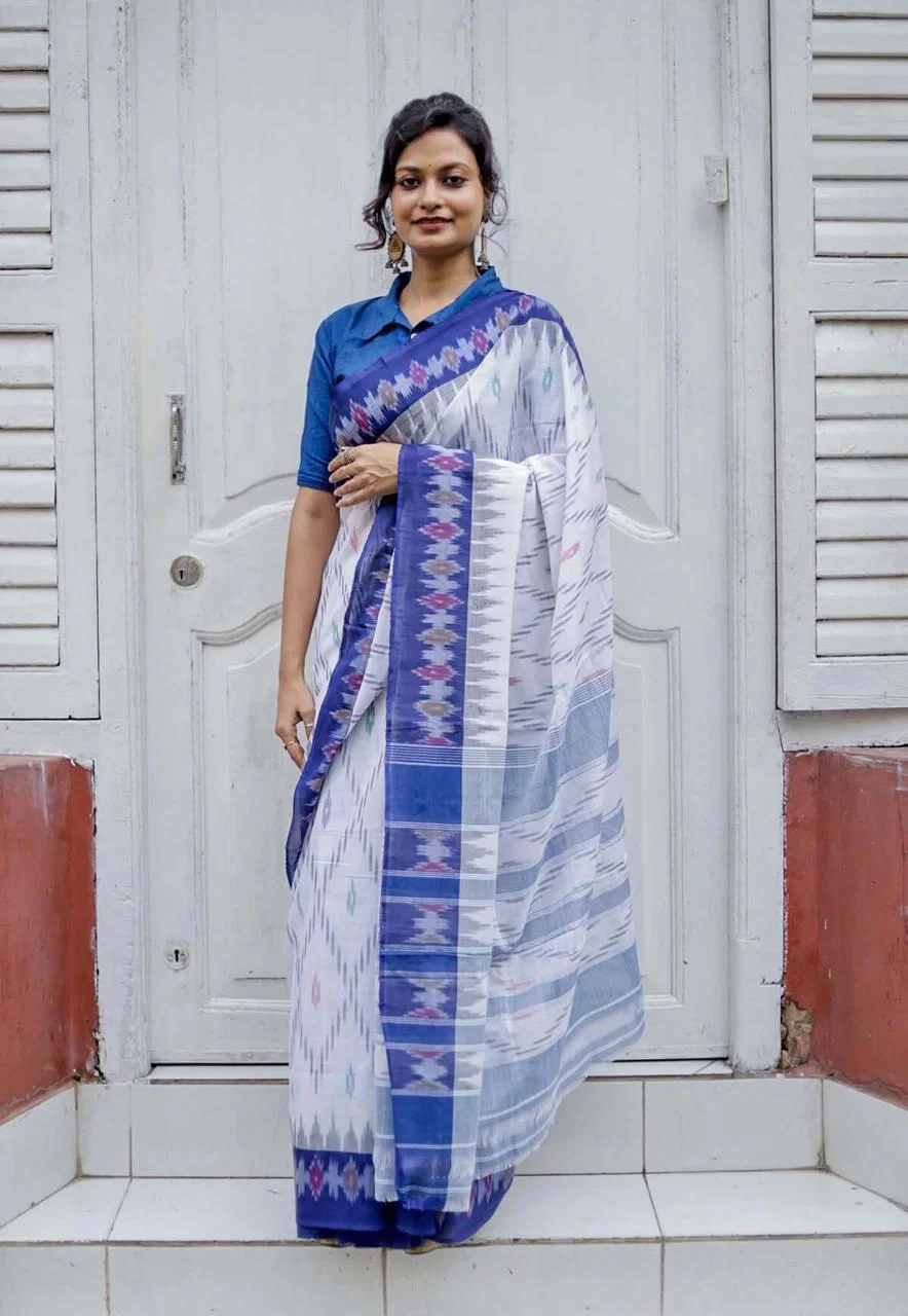 Scmg Shweta Linen Woven Ikkat Saree Collection