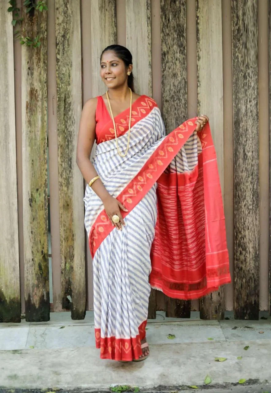 Scmg Shweta Linen Woven Ikkat Saree Collection