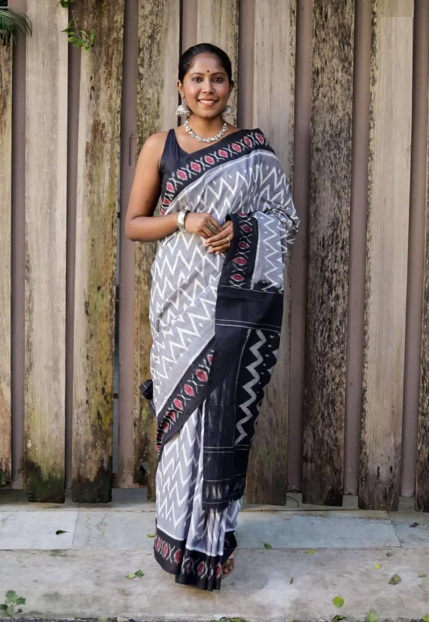 Scmg Shweta Linen Woven Ikkat Saree Collection