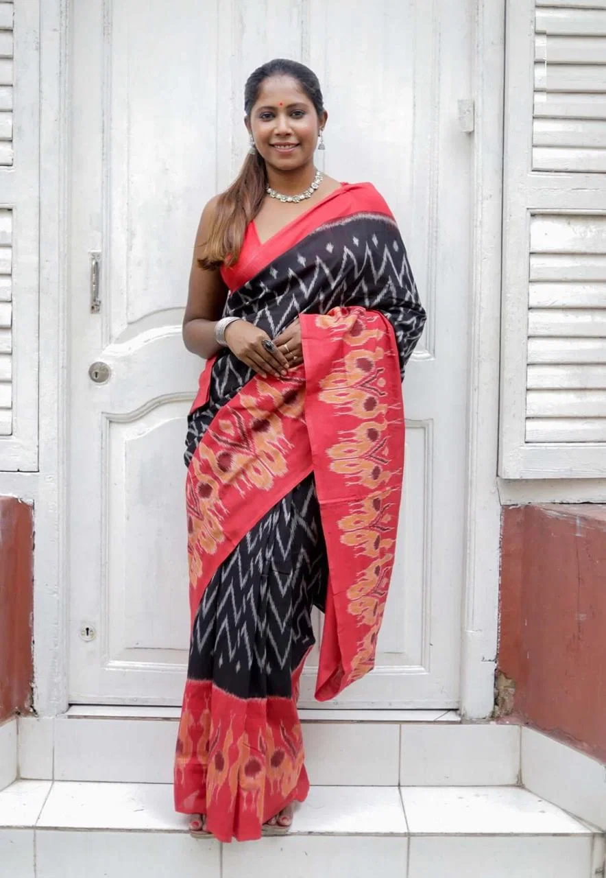 Scmg Shweta Linen Woven Ikkat Saree Collection