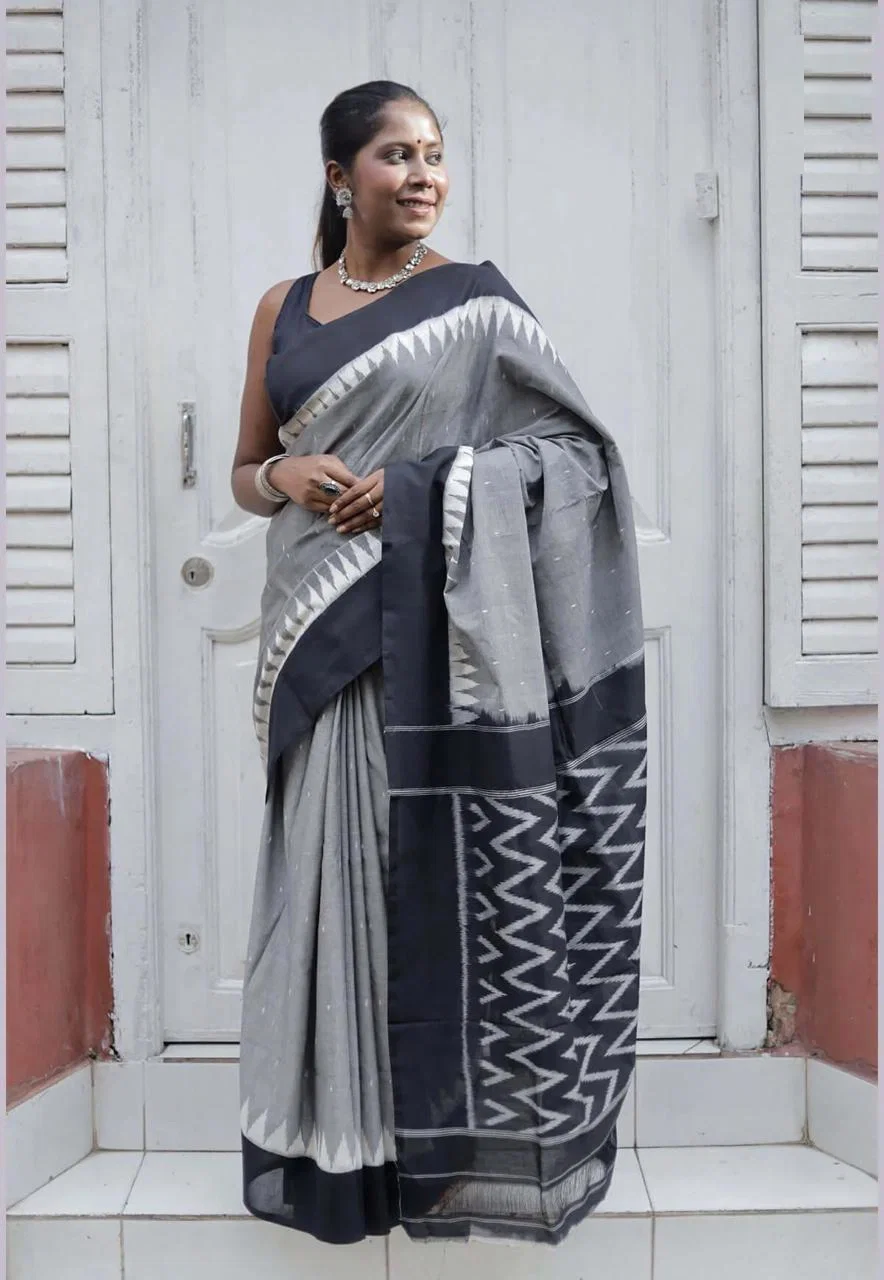 Scmg Shweta Linen Woven Ikkat Saree Collection