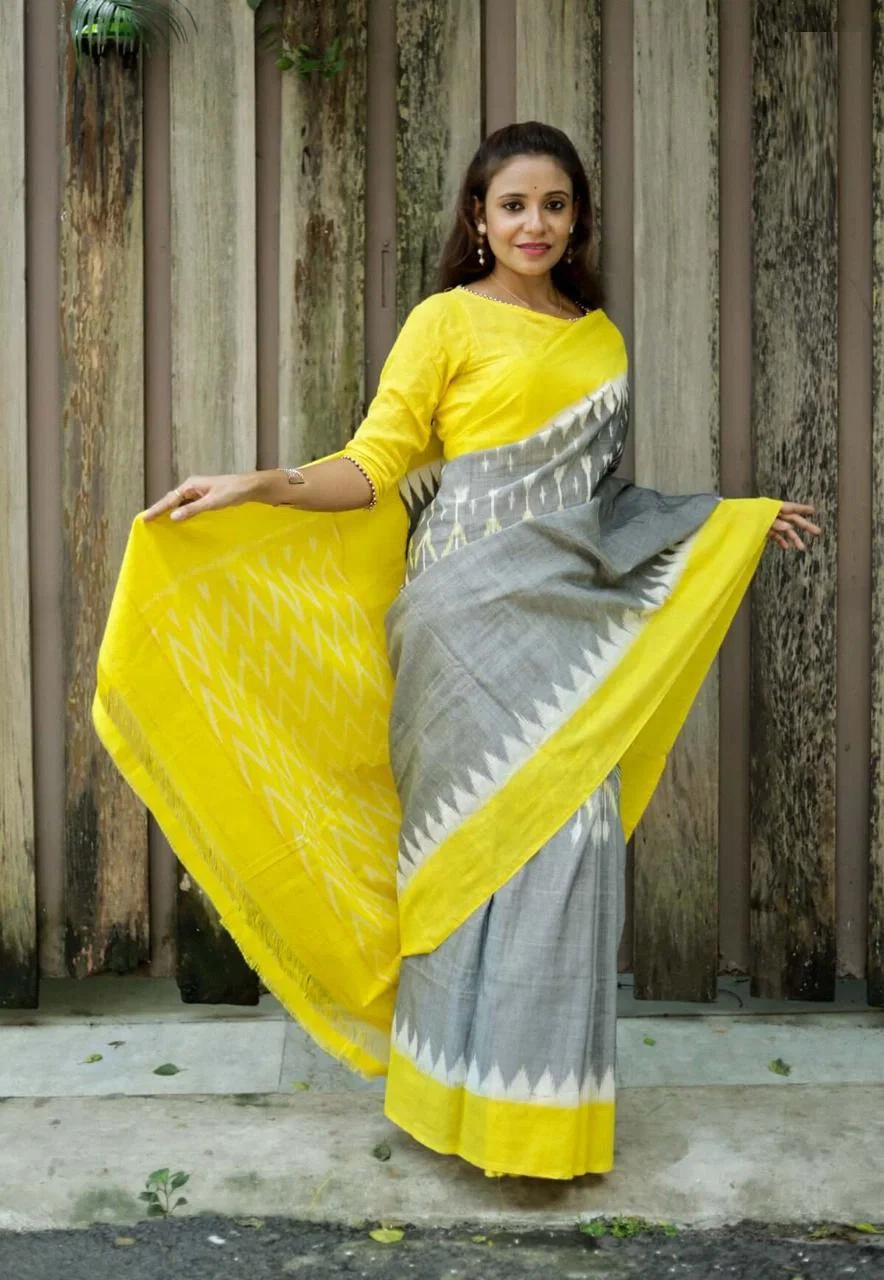 Scmg Shweta Linen Woven Ikkat Saree Collection
