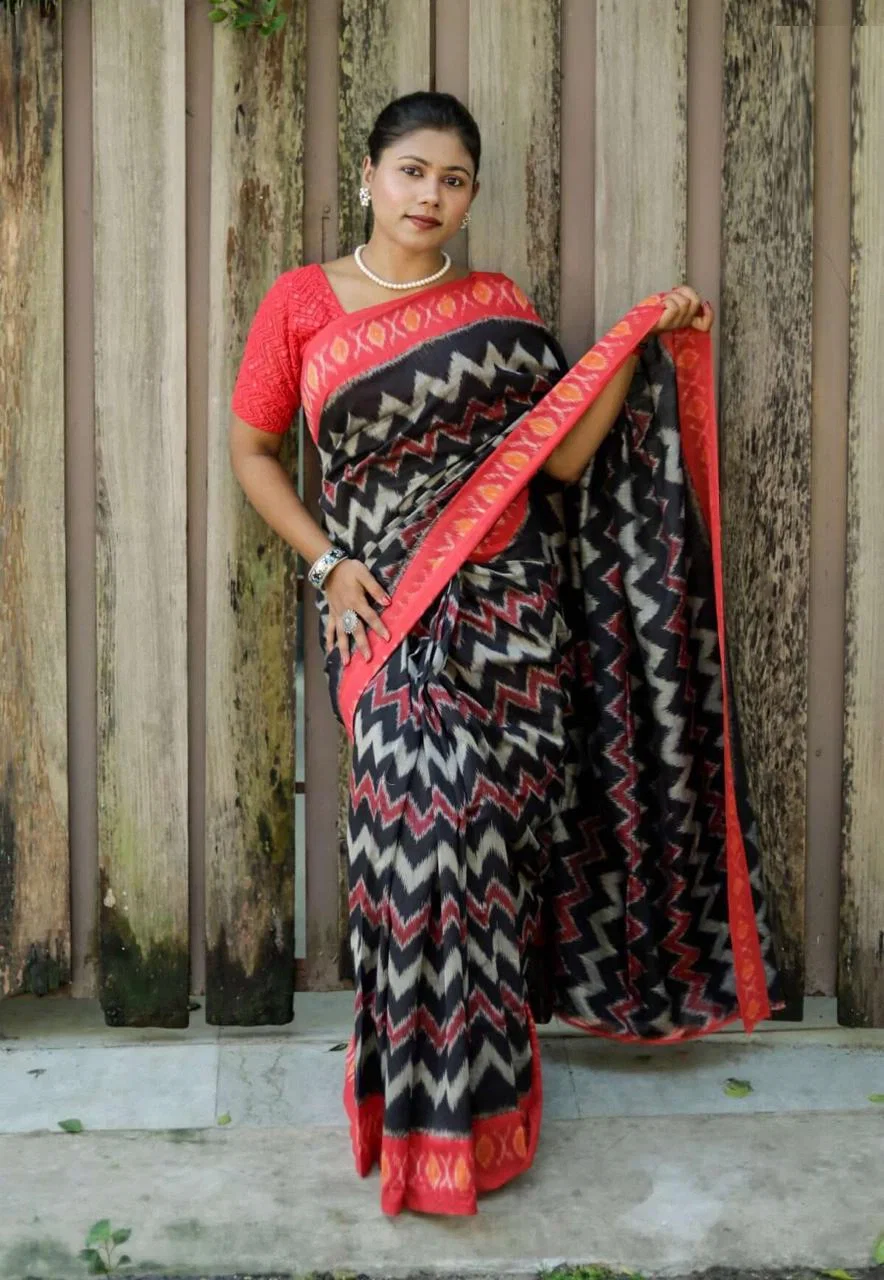 Scmg Shweta Linen Woven Ikkat Saree Collection