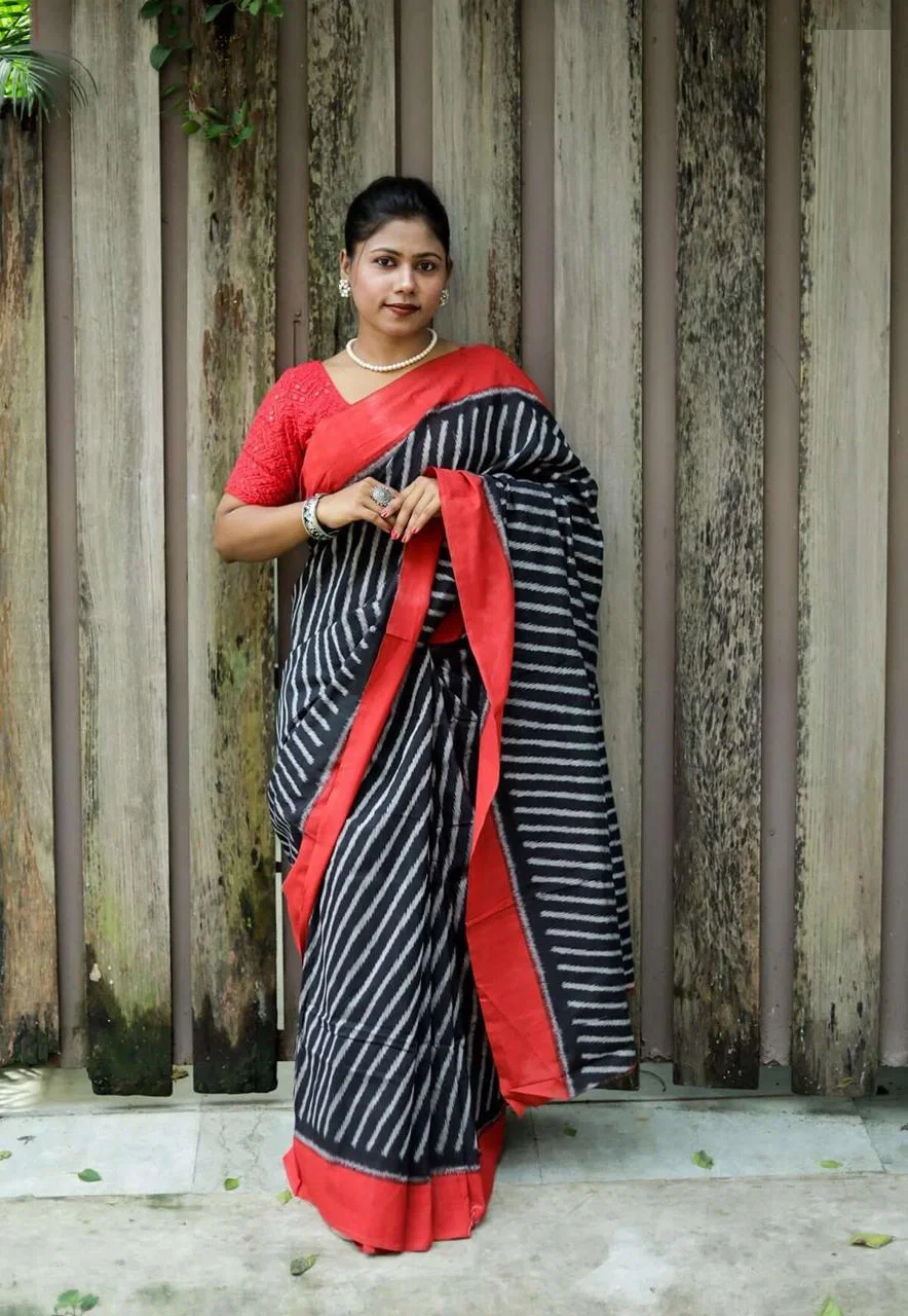 Scmg Shweta Linen Woven Ikkat Saree Collection