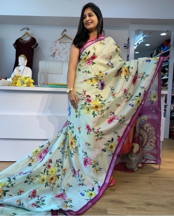 Scmg Mangala Linen Printed Manglagiri Saree Collection