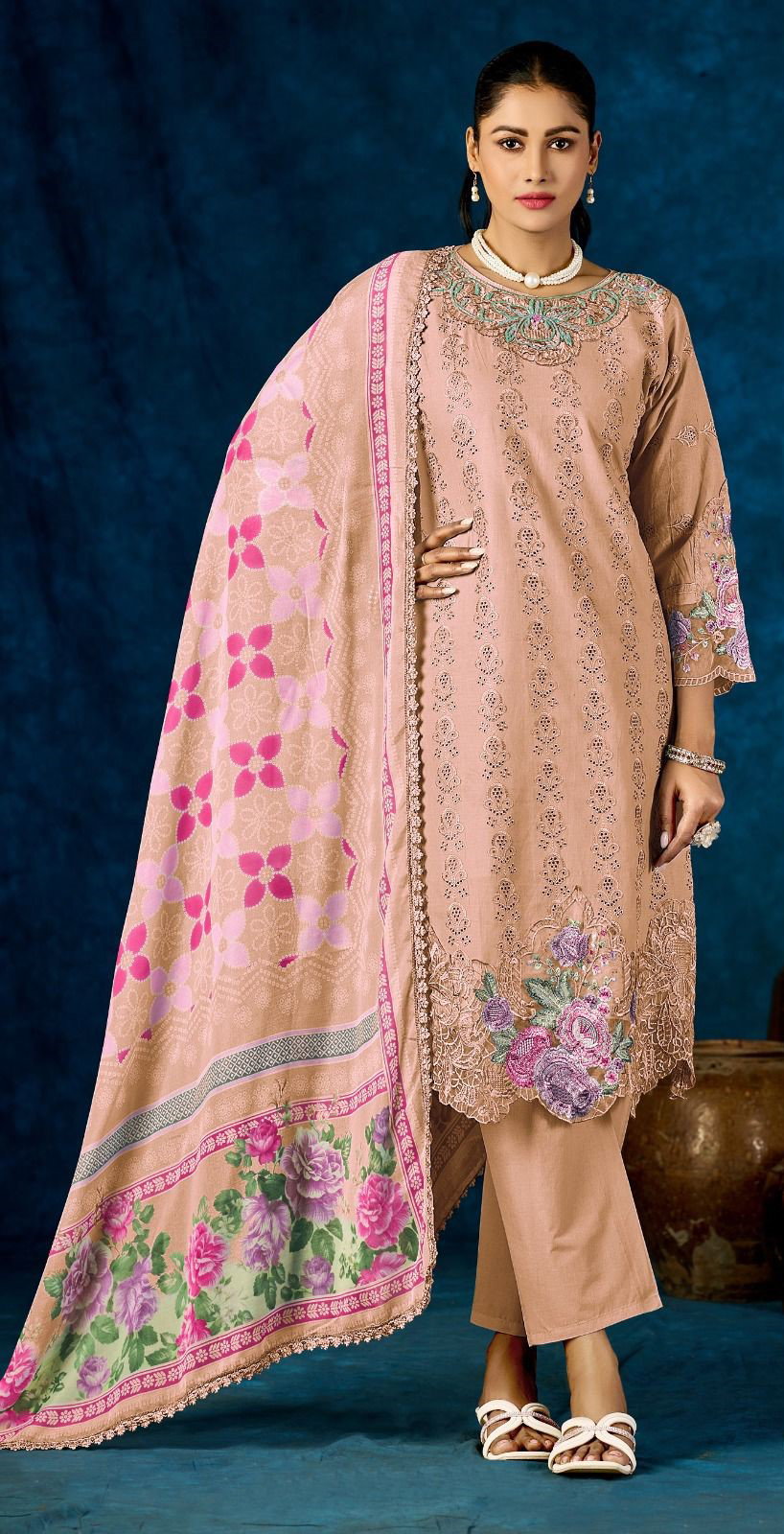 Bilqis B 224 A To D Cambric Cotton With Embroidery Pakistani Salwar Kameez