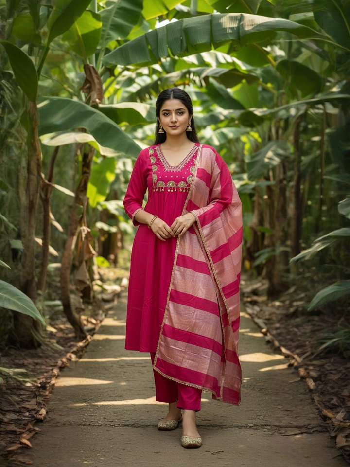 Navya Kurti 206 Party Wear Embroidery Worked Silk Blend Kurti with Pant and Dupatta Set