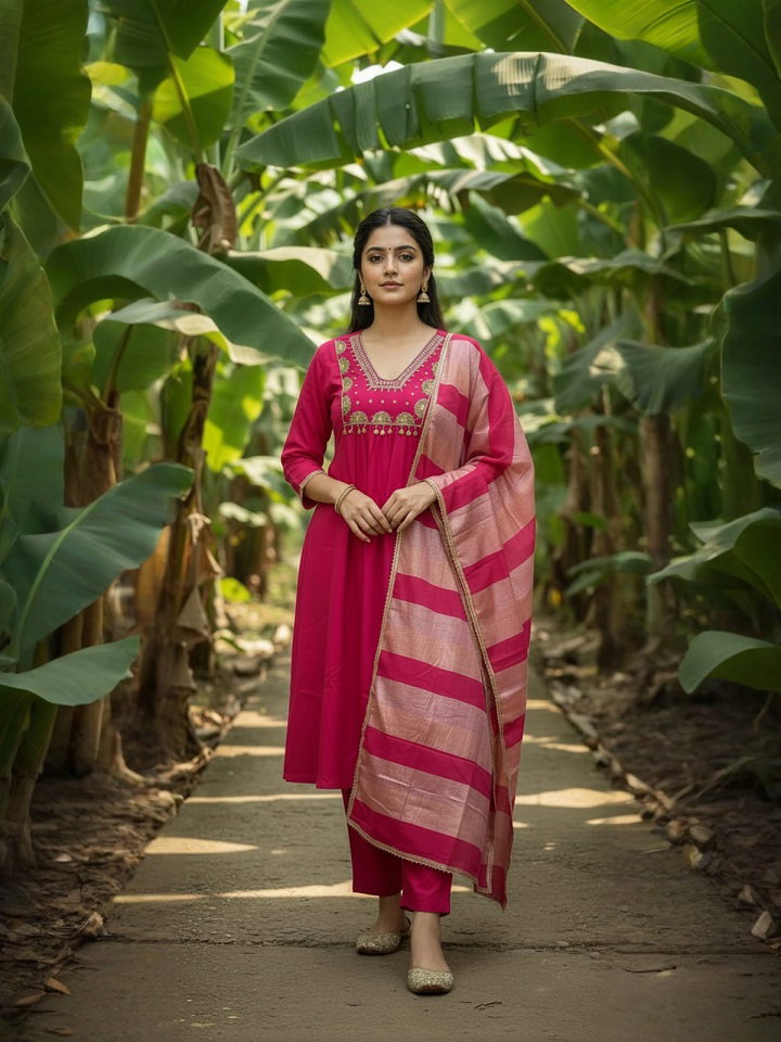 Navya Kurti 206 Party Wear Embroidery Worked Silk Blend Kurti with Pant and Dupatta Set