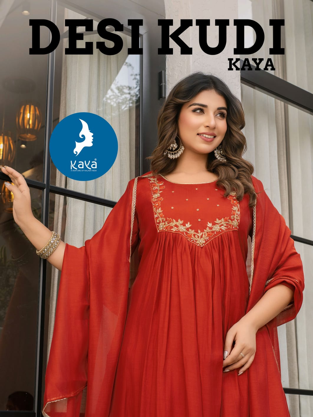 Kaya Desi Kudi Mal Chanderi With Work Kurti Pant And Dupatta Collection