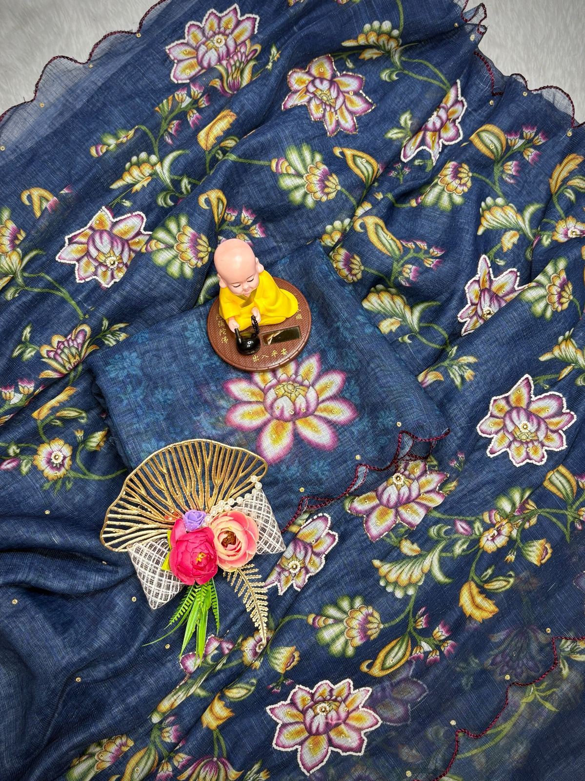 Vt 801 T Soft Cotton Linen Digital Printed Saree