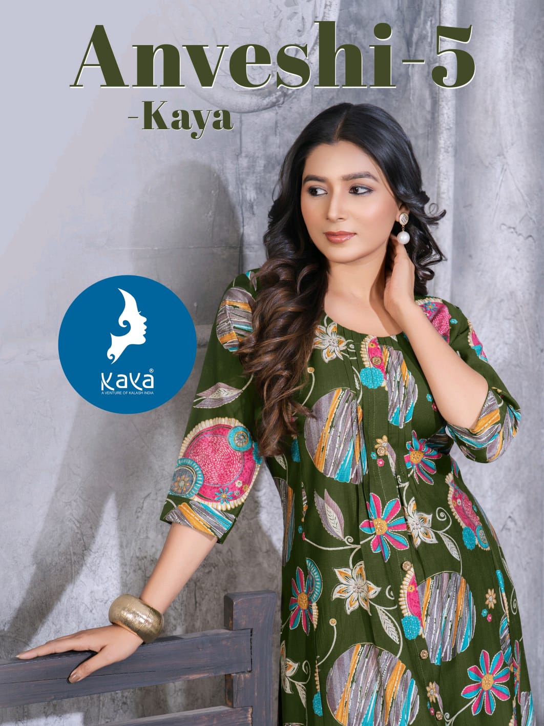 Kaya Anveshi Vol 5 Vertican With Foil Print Top And Bottom Collection