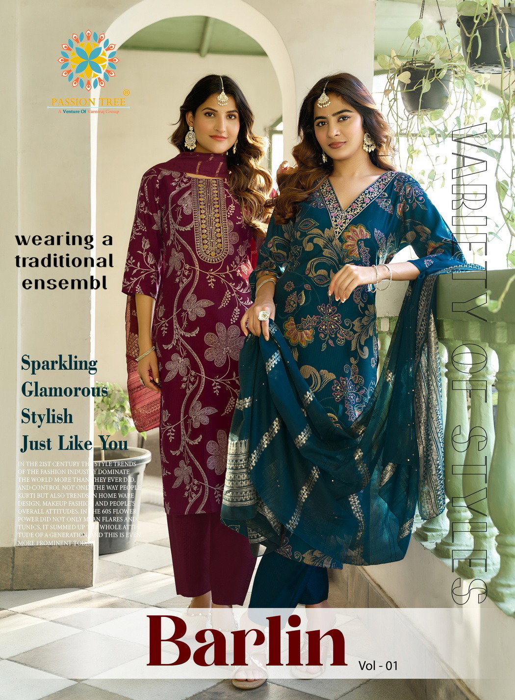 Barlin Vol 1 By Passion Tree Barlin With Embroidery Work Kurti Pant And Dupatta