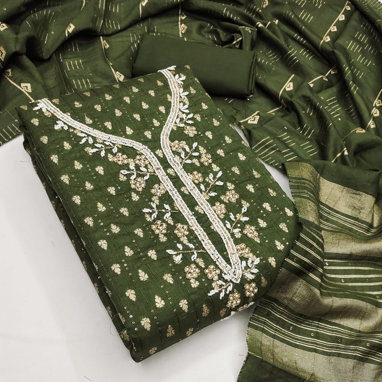 Designer Saheeli Chanderi Zakard Crosset Dress Material Collection 