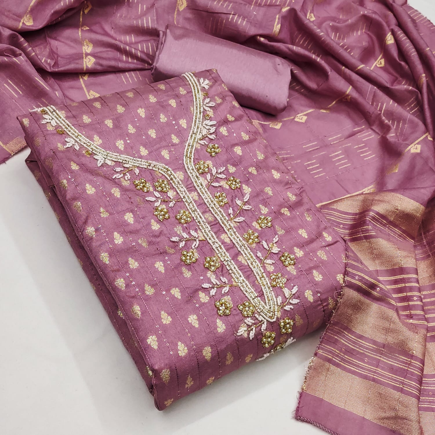 Designer Saheeli Chanderi Zakard Crosset Dress Material Collection 