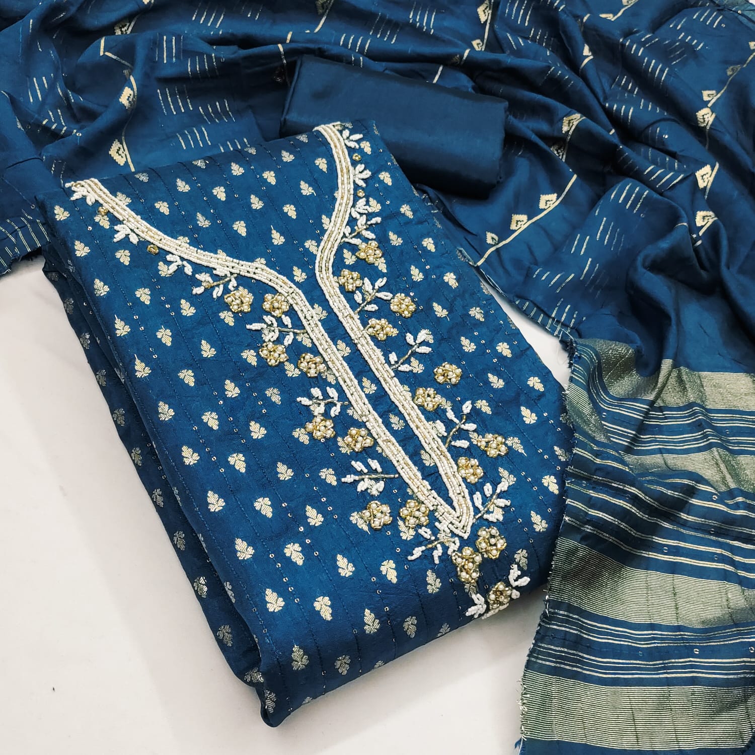 Designer Saheeli Chanderi Zakard Crosset Dress Material Collection 