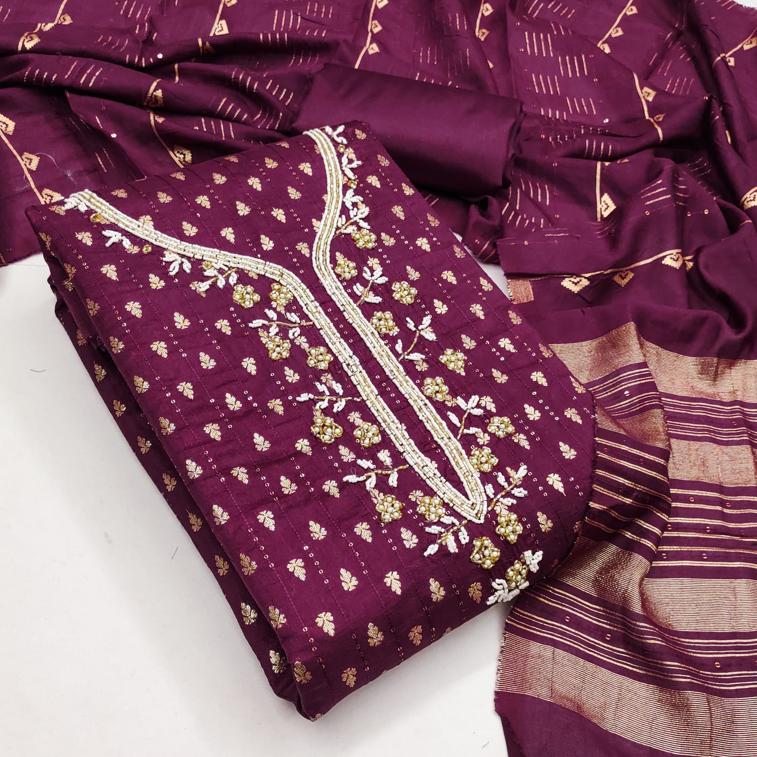 Designer Saheeli Chanderi Zakard Crosset Dress Material Collection 