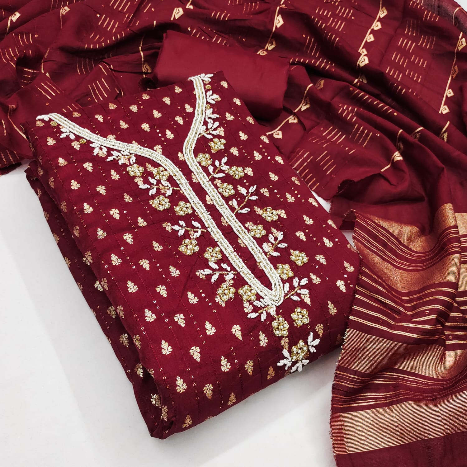 Designer Saheeli Chanderi Zakard Crosset Dress Material Collection 