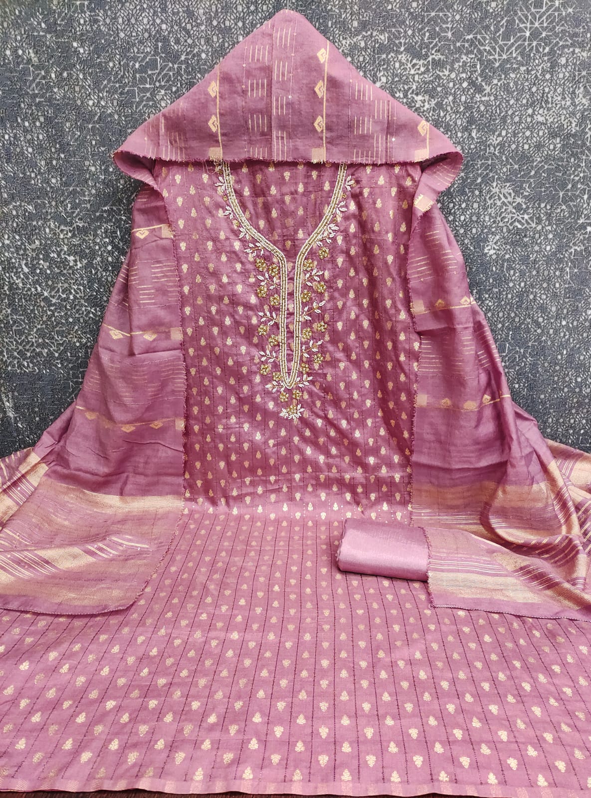Designer Saheeli Chanderi Zakard Crosset Dress Material Collection 