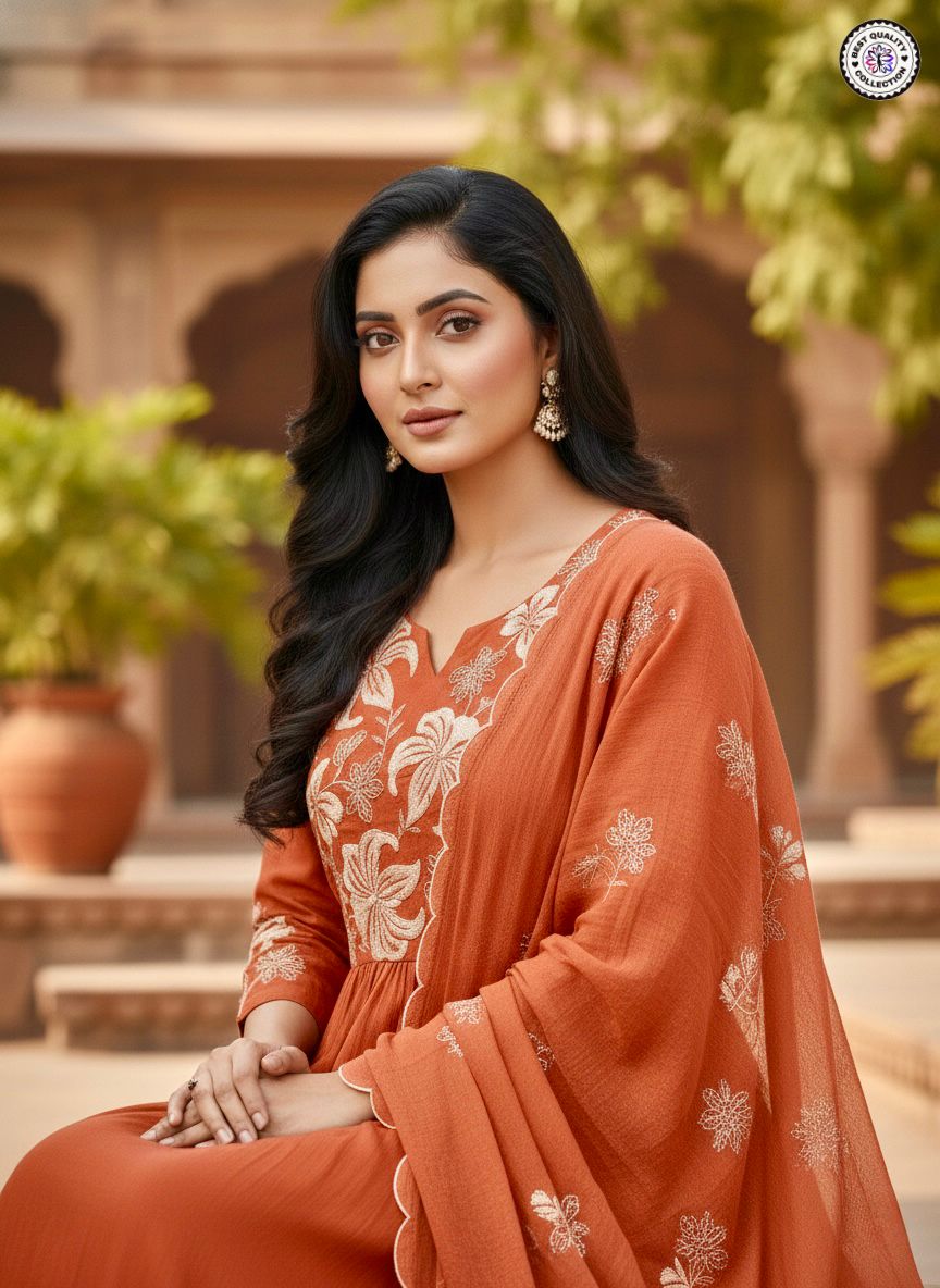 Lekha KL 5128 D Chinon Embroidery Kurti Bottom With Dupatta
