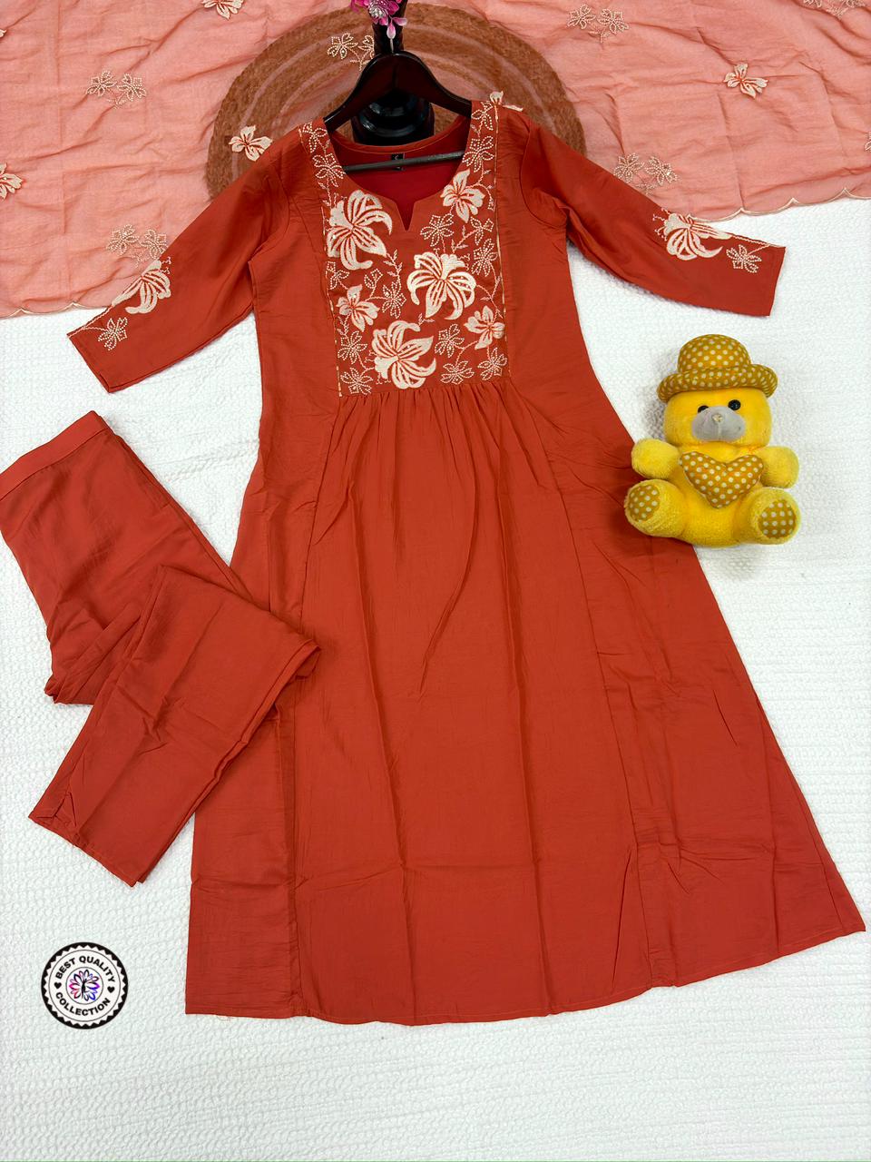 Lekha KL 5128 D Chinon Embroidery Kurti Bottom With Dupatta