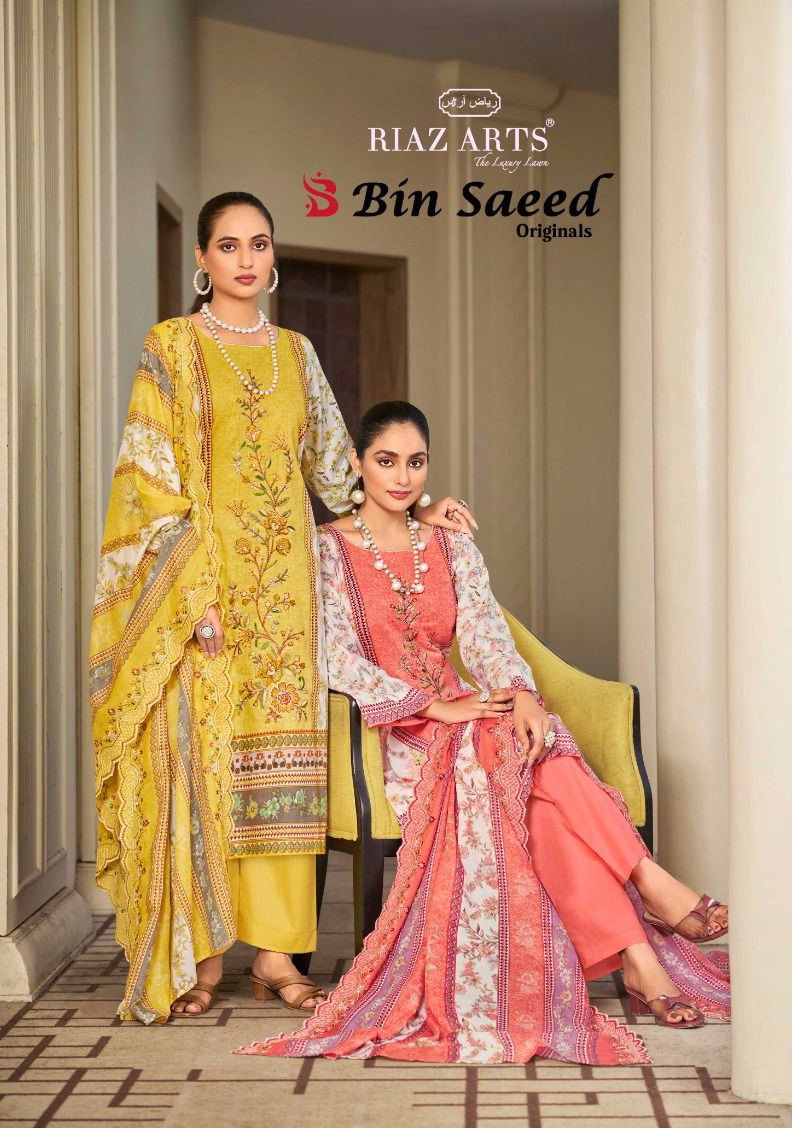 Riaz Arta Bin Saeed Original Cambric Cotton With Print Dress Material Collection