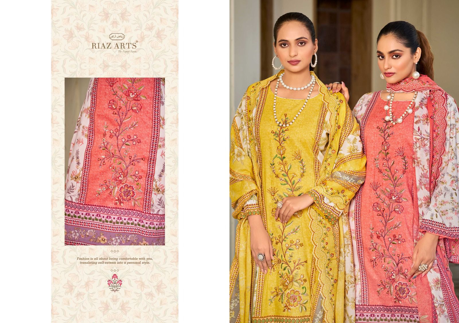 Riaz Arta Bin Saeed Original Cambric Cotton With Print Dress Material Collection
