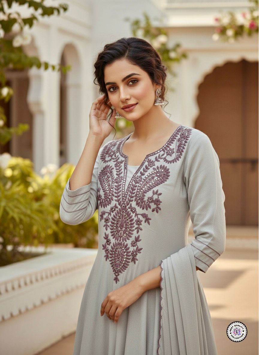 Lekha KL 6036 Muslin Cotton Embroidery Border Cut Work Kurti Bottom With Dupatta