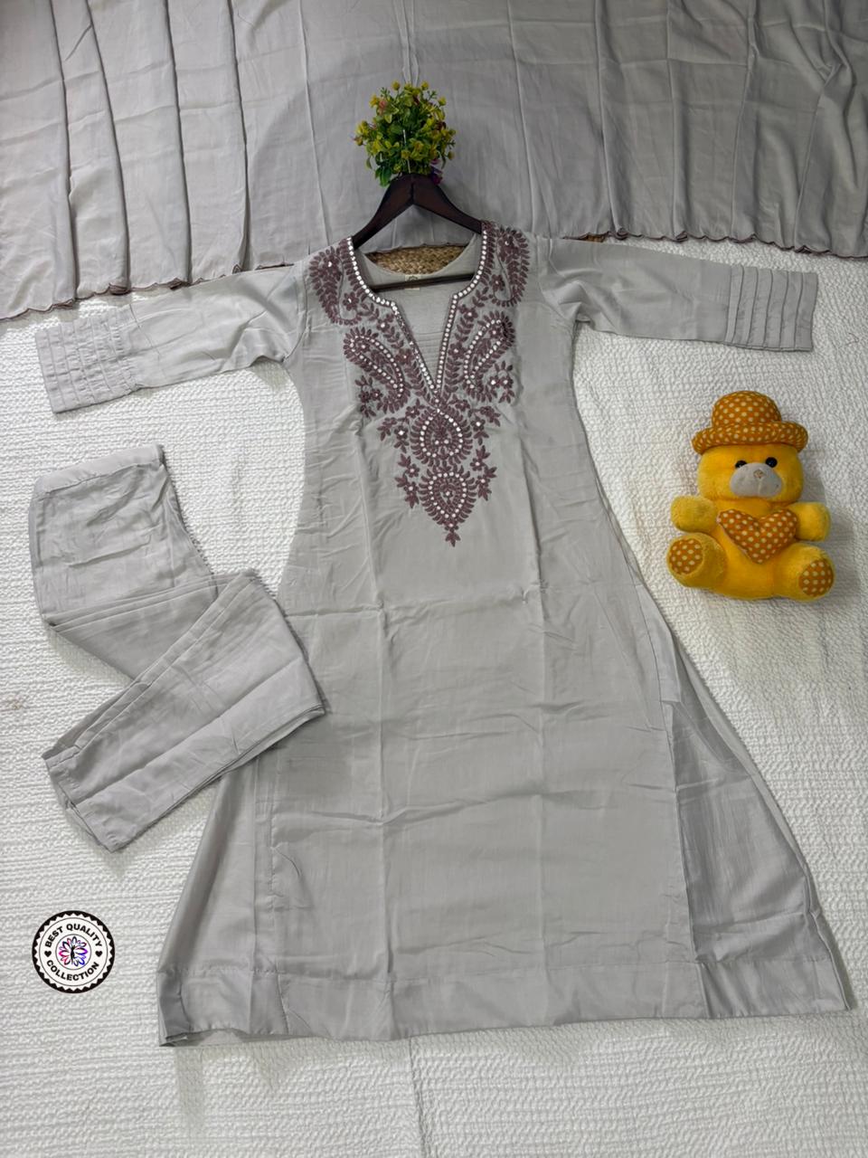 Lekha KL 6036 Muslin Cotton Embroidery Border Cut Work Kurti Bottom With Dupatta
