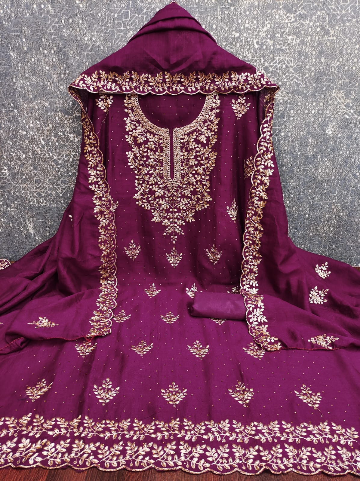 Designer Nagin Vichitra Silk Multi work Dress material Collection