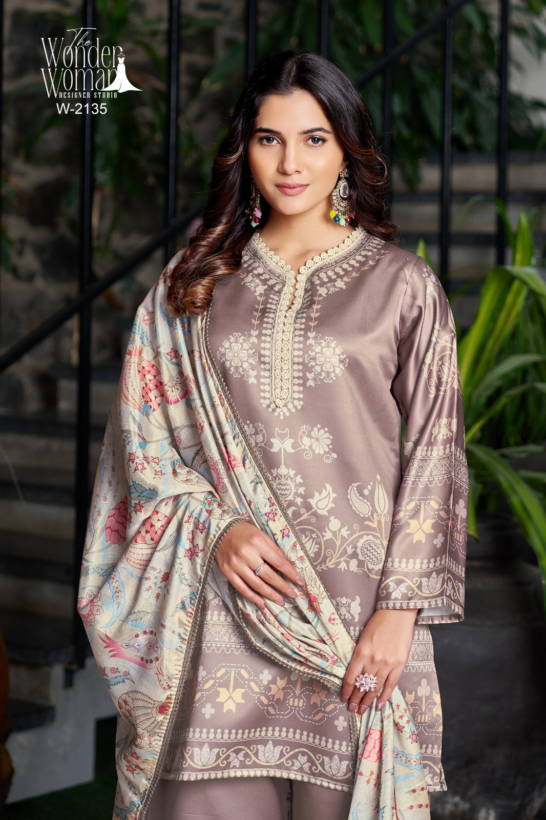 Wonder Women W 2135 Imported Satin Printed Top Bottom With Dupatta