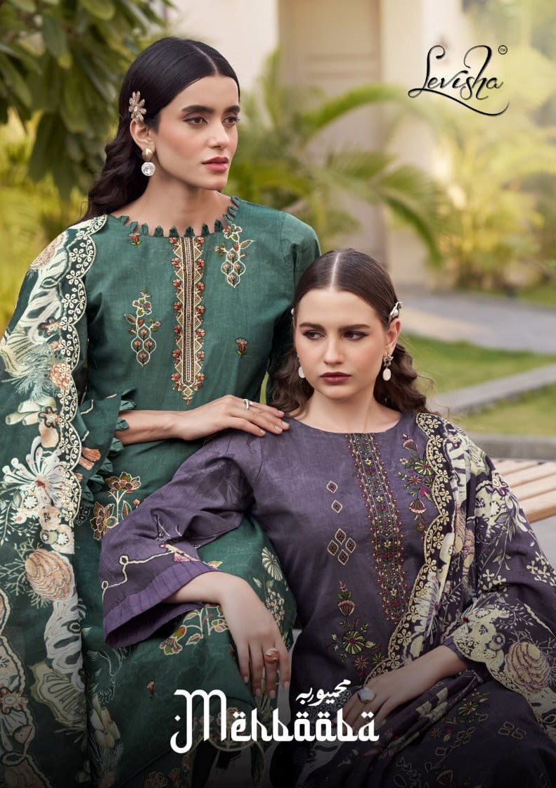 Levisha Mehbooba Cambric Cotton Pakistani Style Dress Material Collection