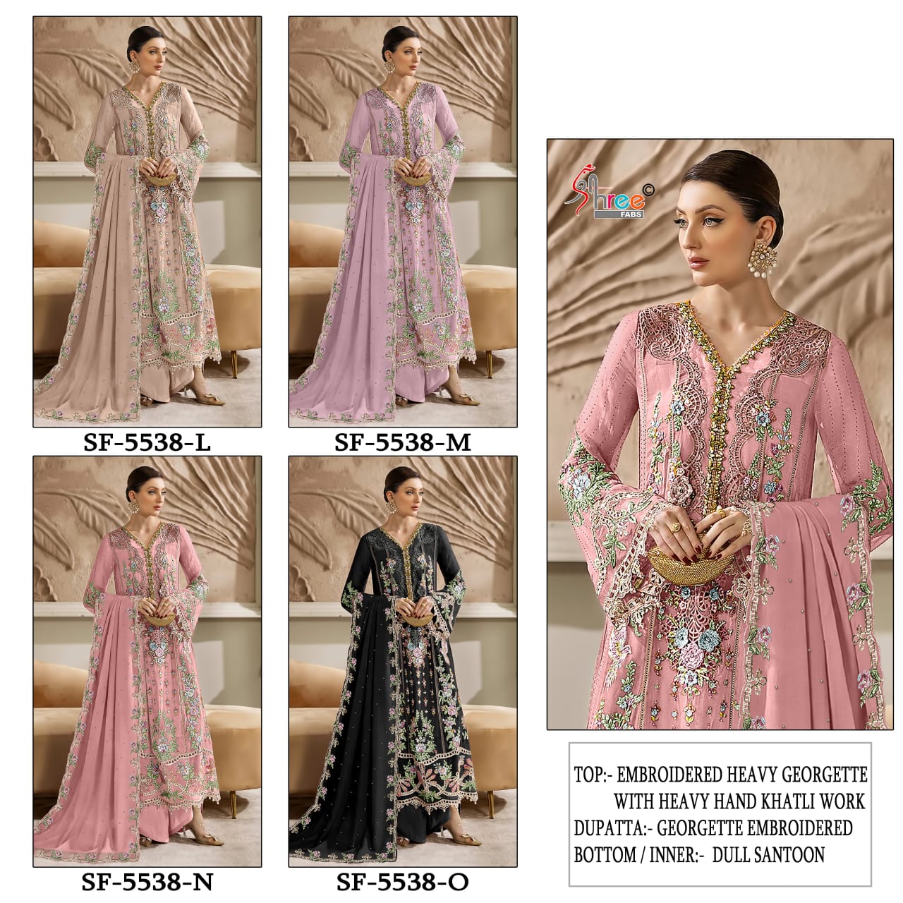 Shree Sf 5538 L To O Faux Georgette With Embroidery Pakistani Salwar Kameez