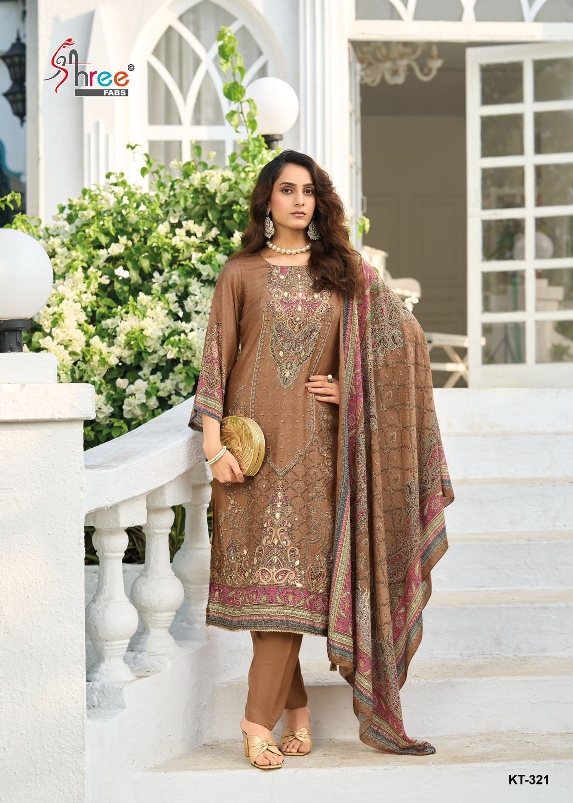 Shree Kt 321 A To D Viscose Maslin Digital Print And Work Salwar Kameez
