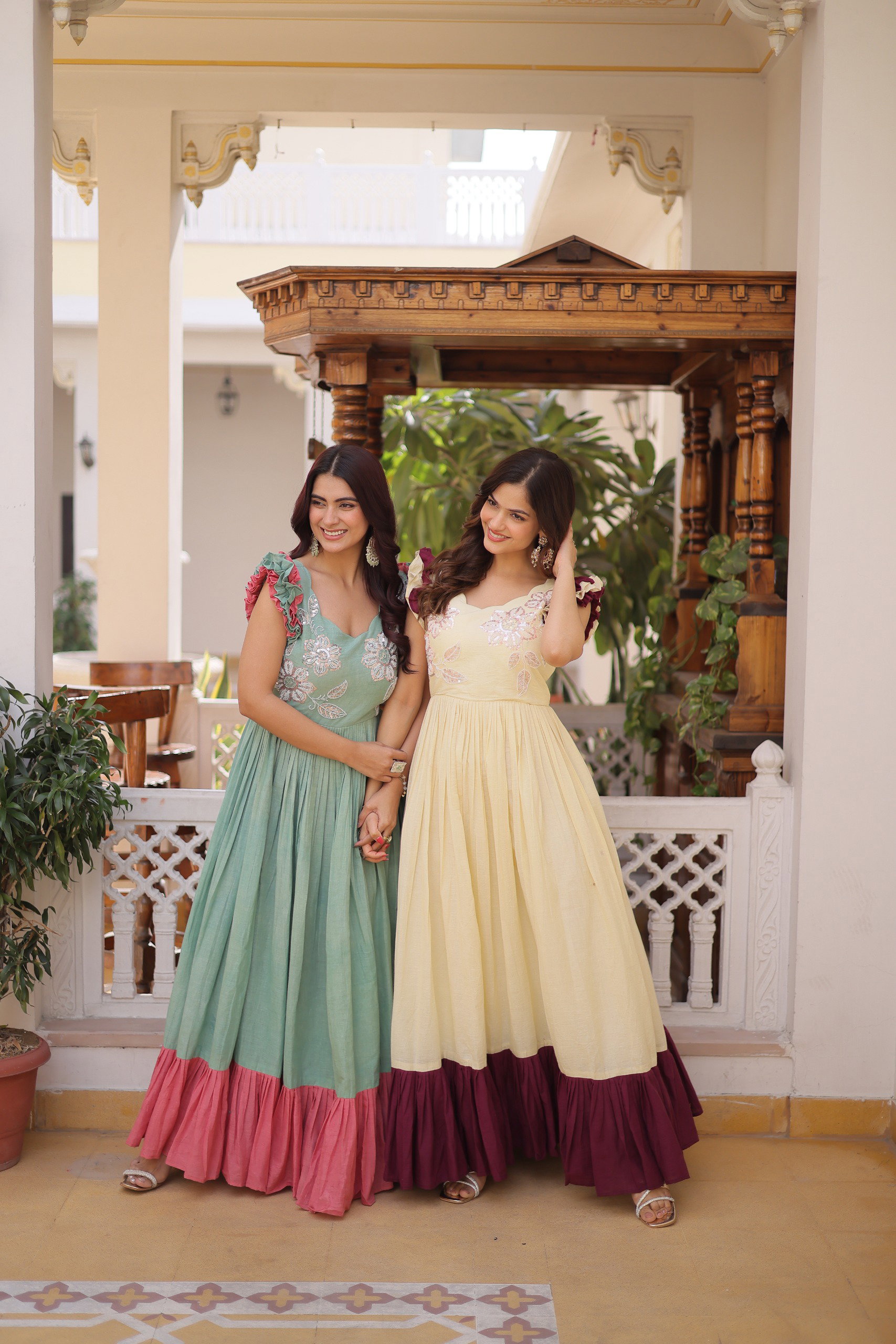 Lekha KA 1234 Cotton Sequins Multi Threads Beads Work Gown 