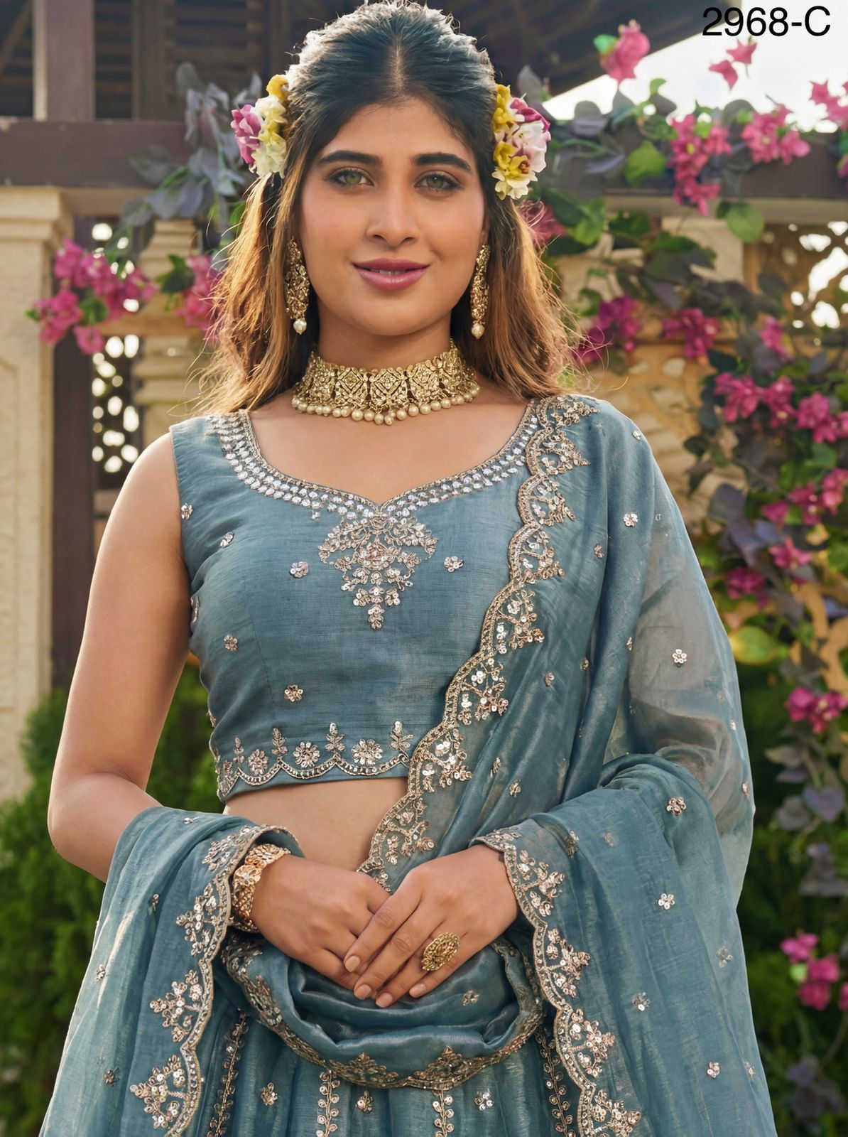 Anjani 2968 Handwork Motif And Crystal Work Lehenga Choli Collection 