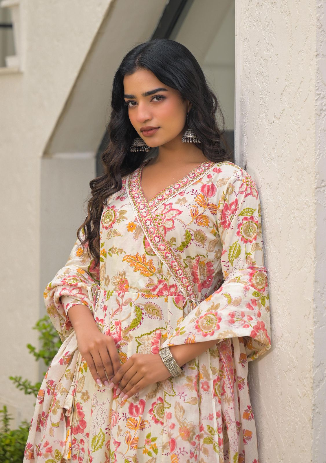 Naisha K 602 Cotton With Handwork Anarkali Kurti Pant And Dupatta