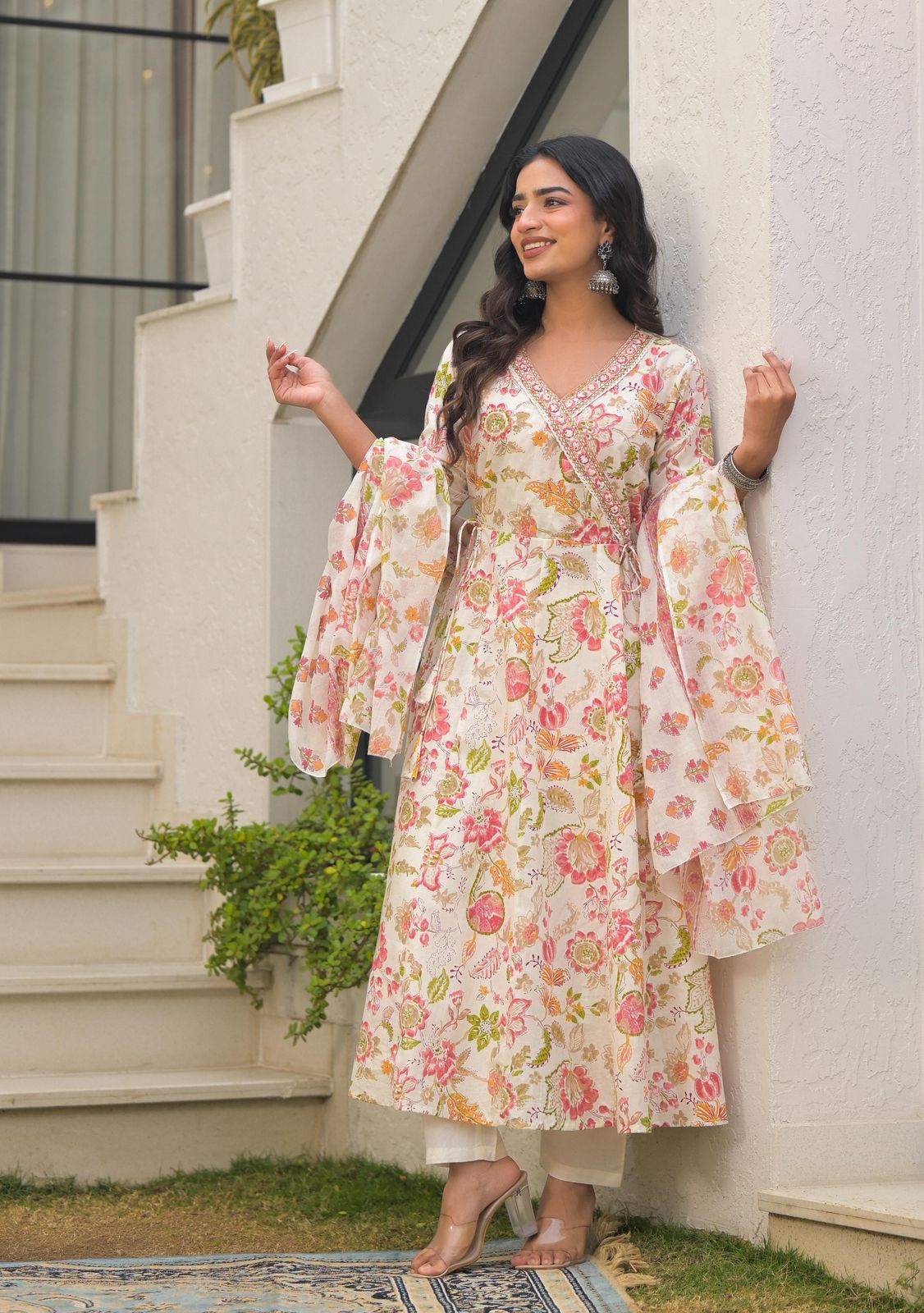 Naisha K 602 Cotton With Handwork Anarkali Kurti Pant And Dupatta