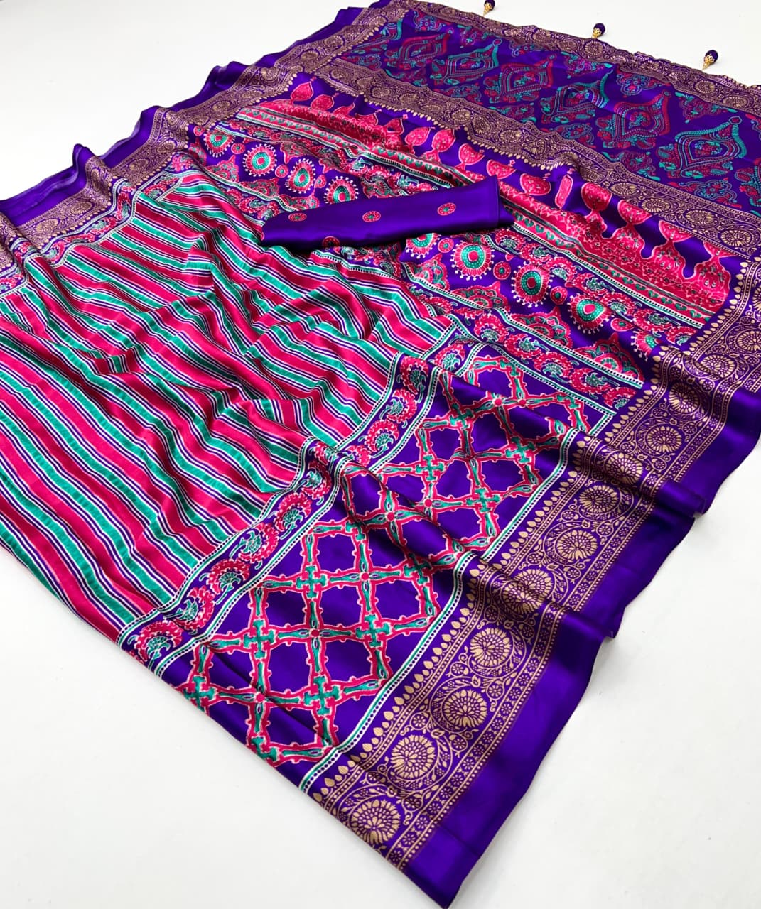 Gf Ajrakh Luxe Vol 7 Semi Modal Silk Saree