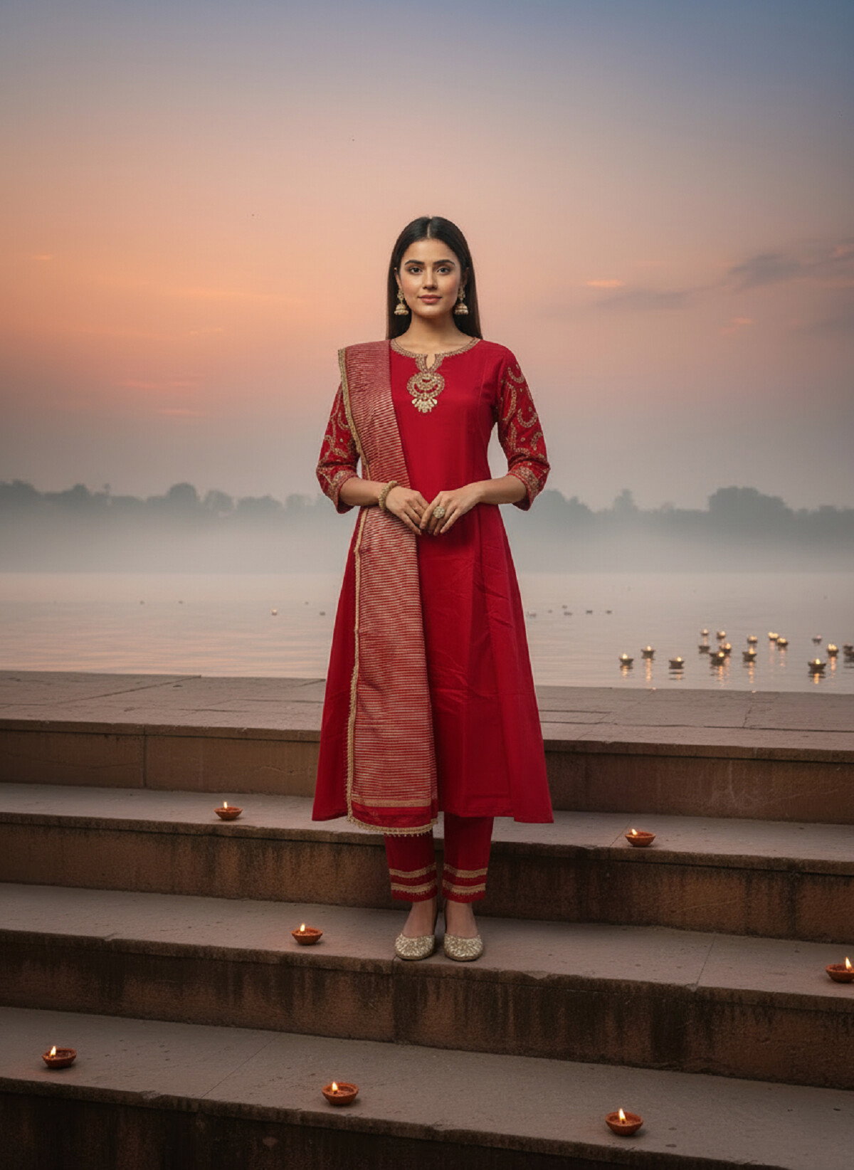 Navya Kurti 209 Party Wear Embroidery Worked Silk Kurti with Pant and Dupatta Set