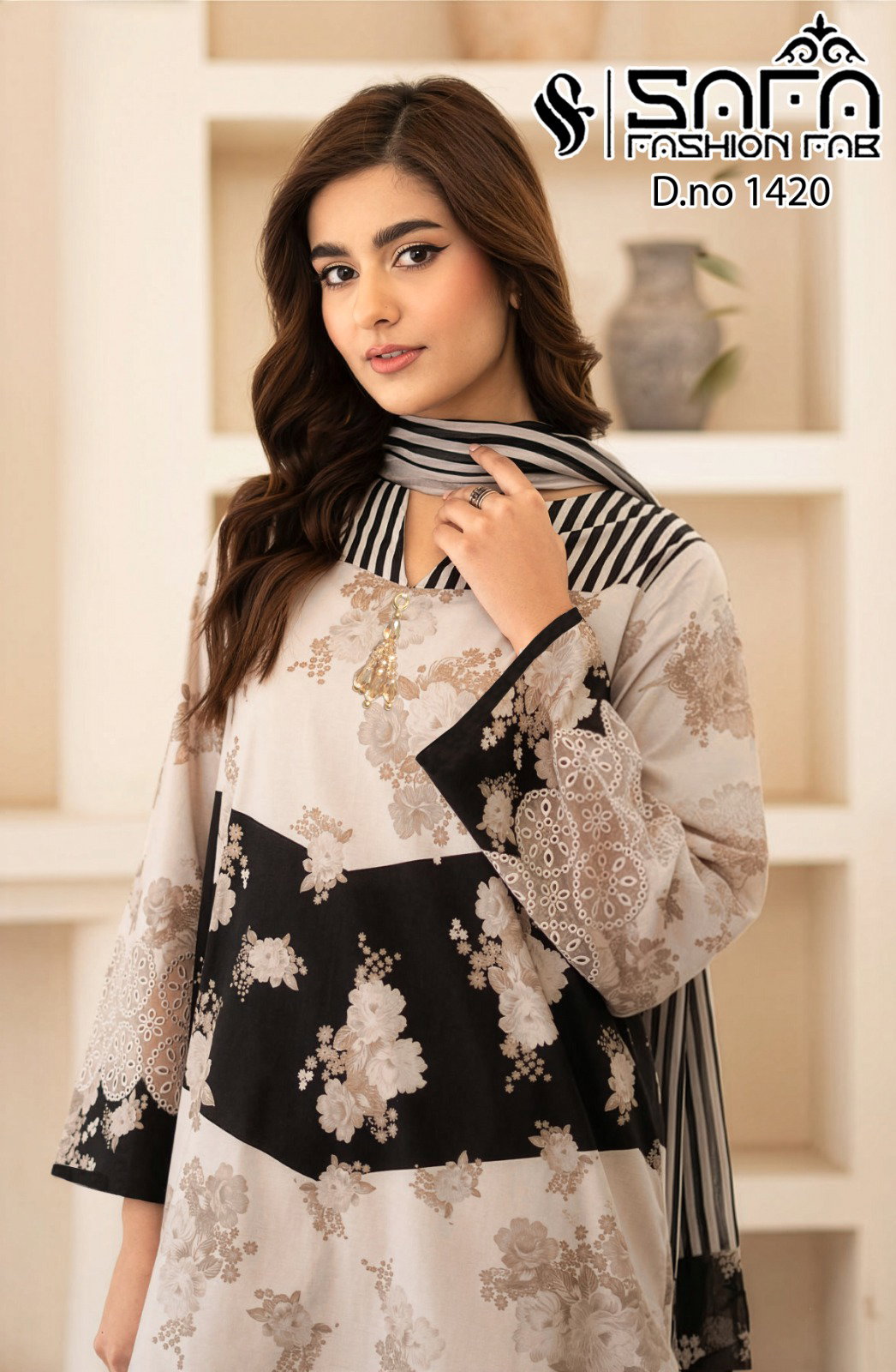  Luxury Pret 1420 Designer Embroidered Tunic With Sleeve Formal Wear Collection
