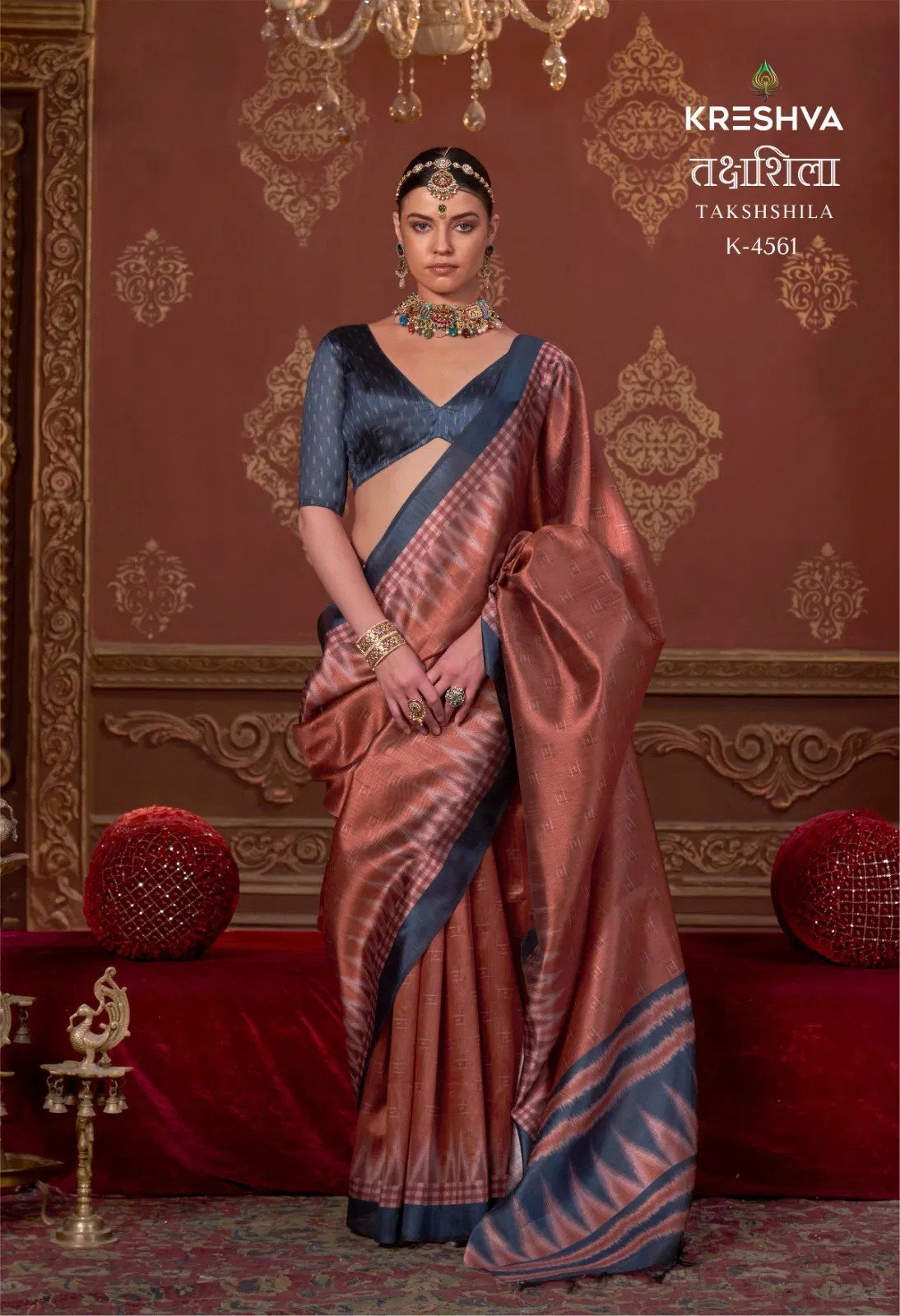 Kreshva Takshshila K 4561 P C Silk With Ikkat Design Saree Collection 
