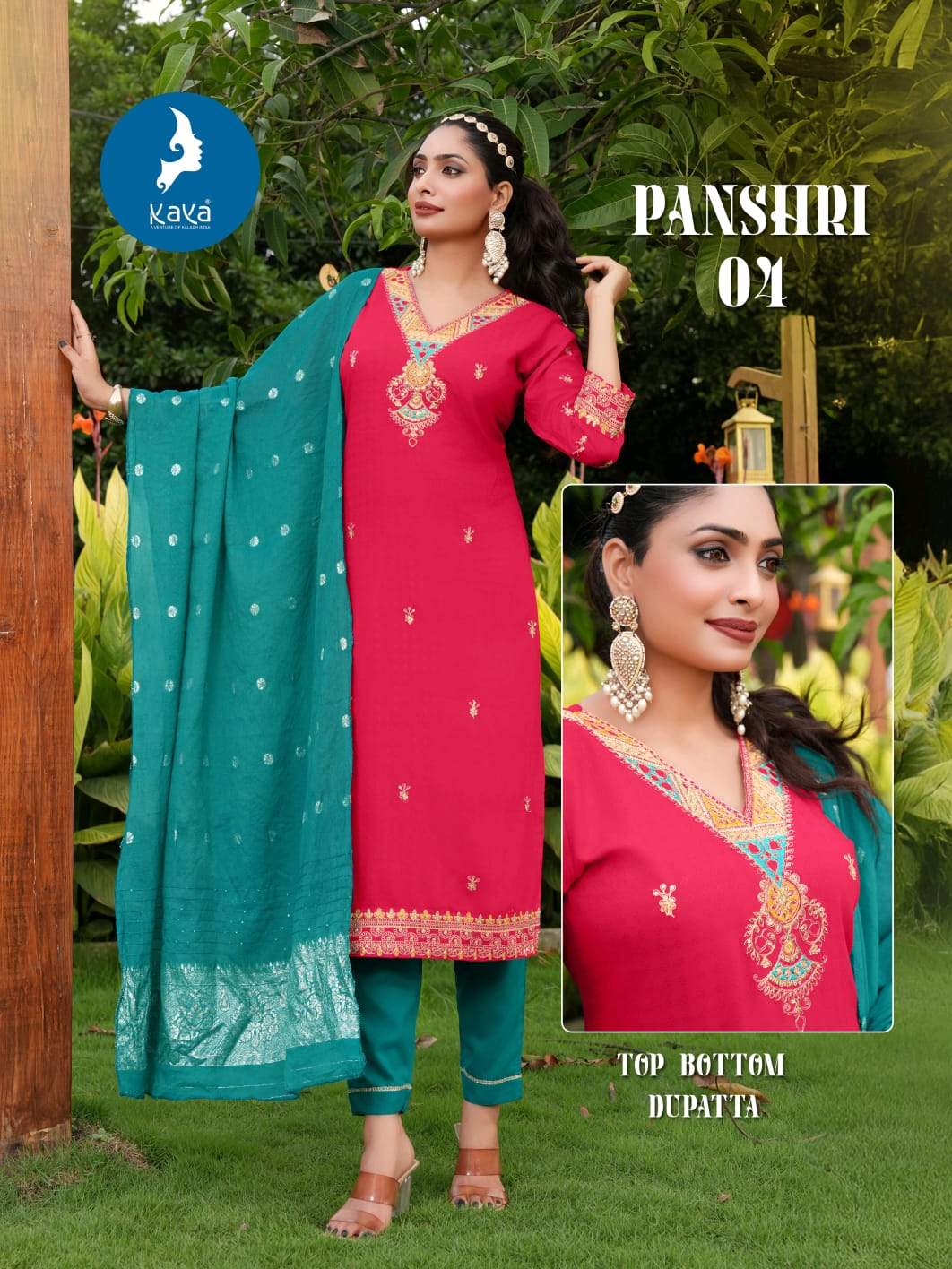 Kaya Panshri Rayon With Work Festival Wear Kurti Pant And Dupatta