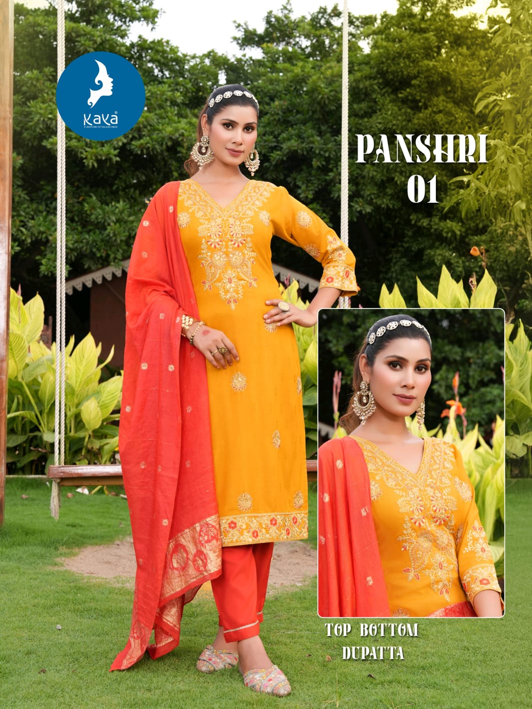 Kaya Panshri Rayon With Work Festival Wear Kurti Pant And Dupatta