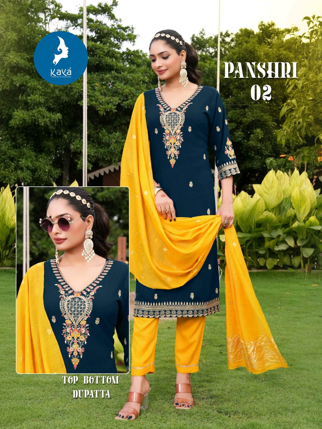 Kaya Panshri Rayon With Work Festival Wear Kurti Pant And Dupatta