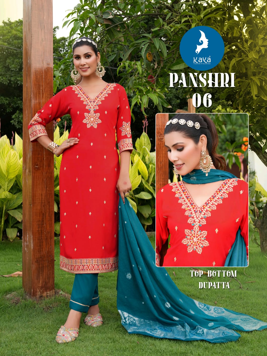 Kaya Panshri Rayon With Work Festival Wear Kurti Pant And Dupatta