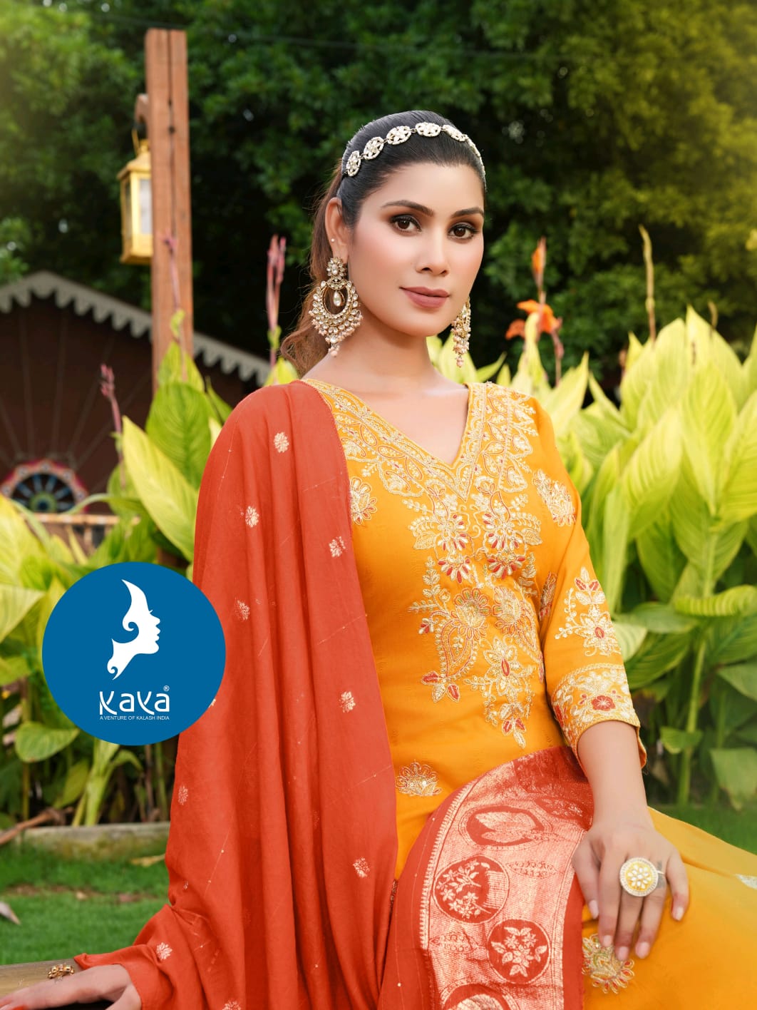 Kaya Panshri Rayon With Work Festival Wear Kurti Pant And Dupatta