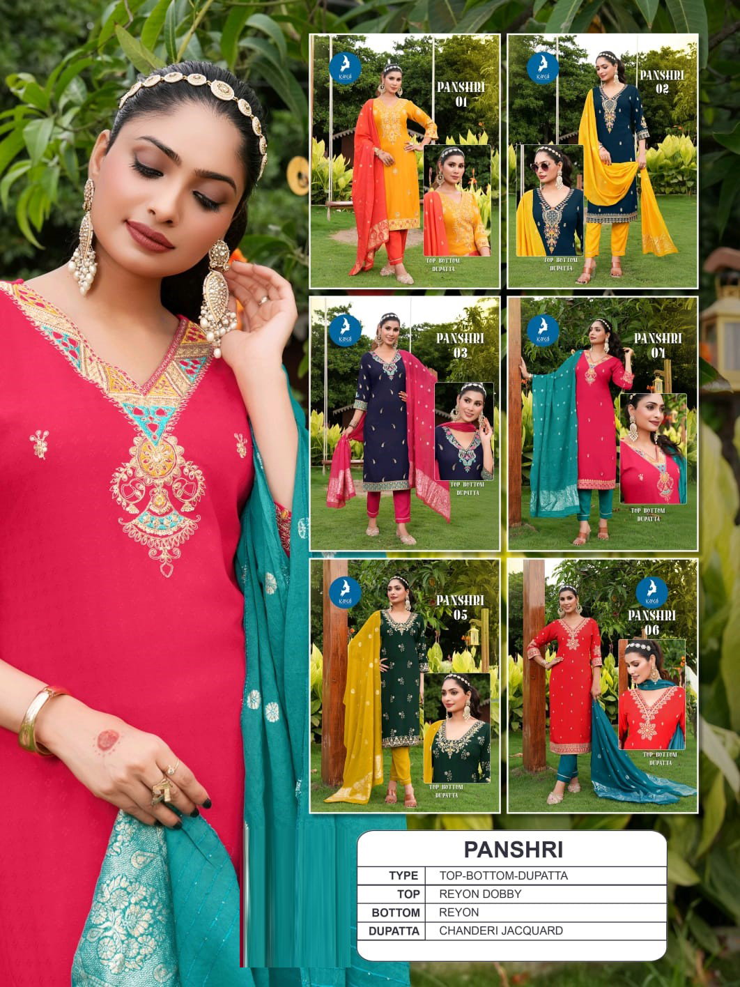 Kaya Panshri Rayon With Work Festival Wear Kurti Pant And Dupatta